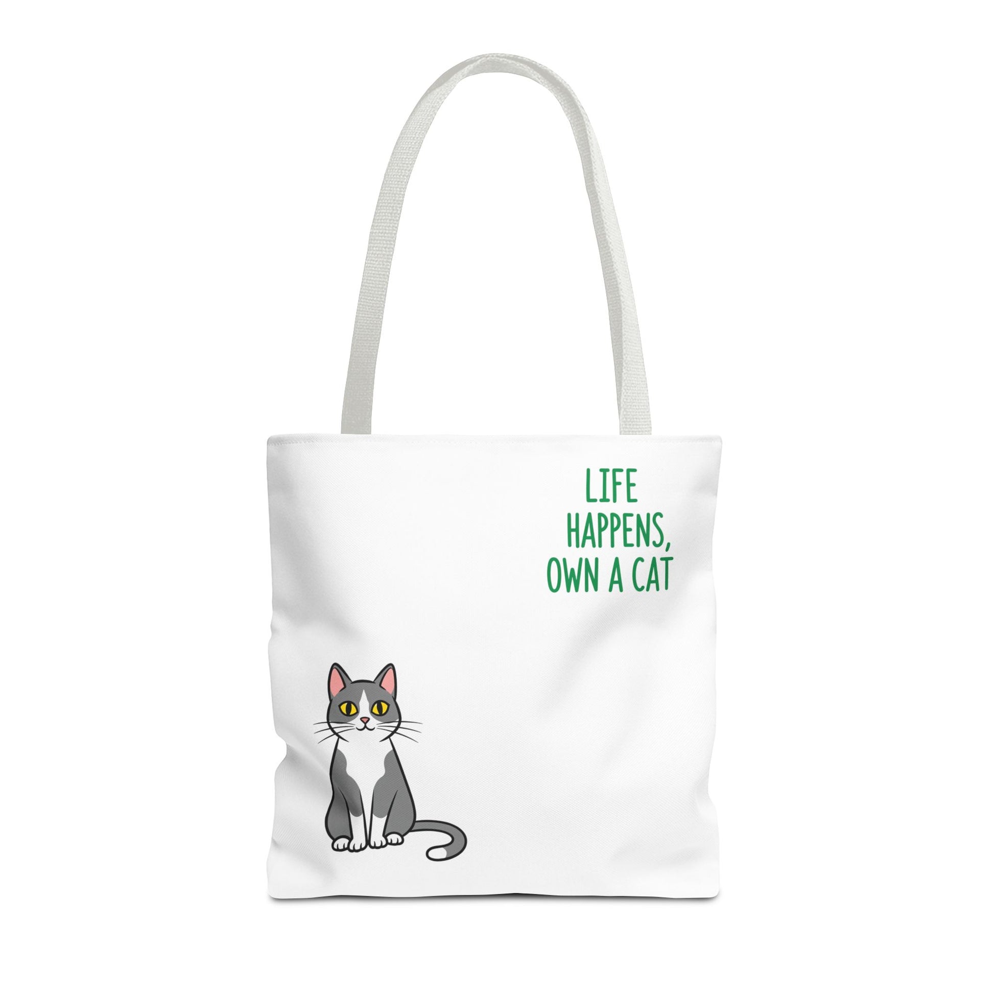 Cat Lover Tote Bag - Life Happens, Own a Cat, Pet Gift, Cat Mom Gift, Animal Lover Accessory, Cute Tote for Cat Owners