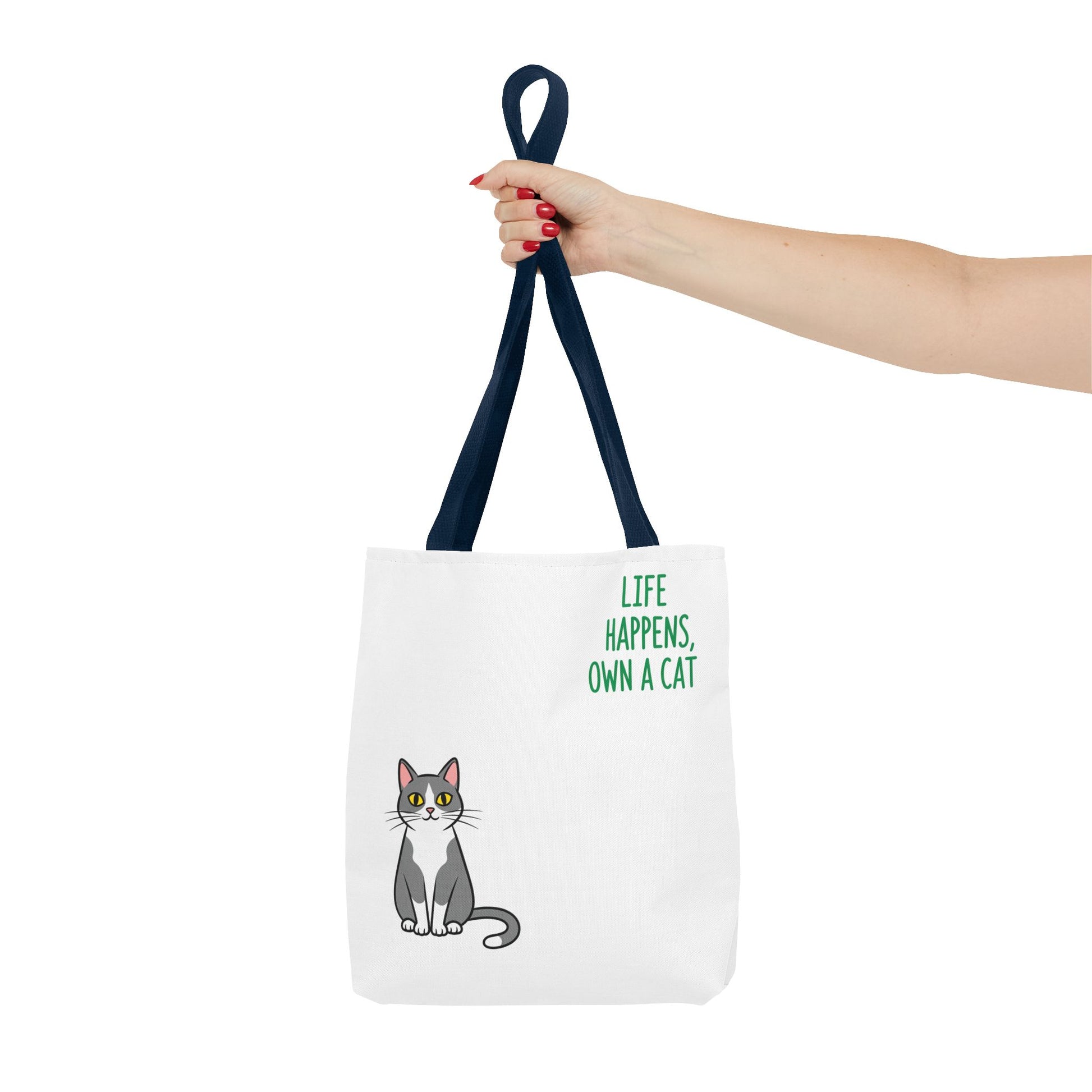 Cat Lover Tote Bag - Life Happens, Own a Cat, Pet Gift, Cat Mom Gift, Animal Lover Accessory, Cute Tote for Cat Owners
