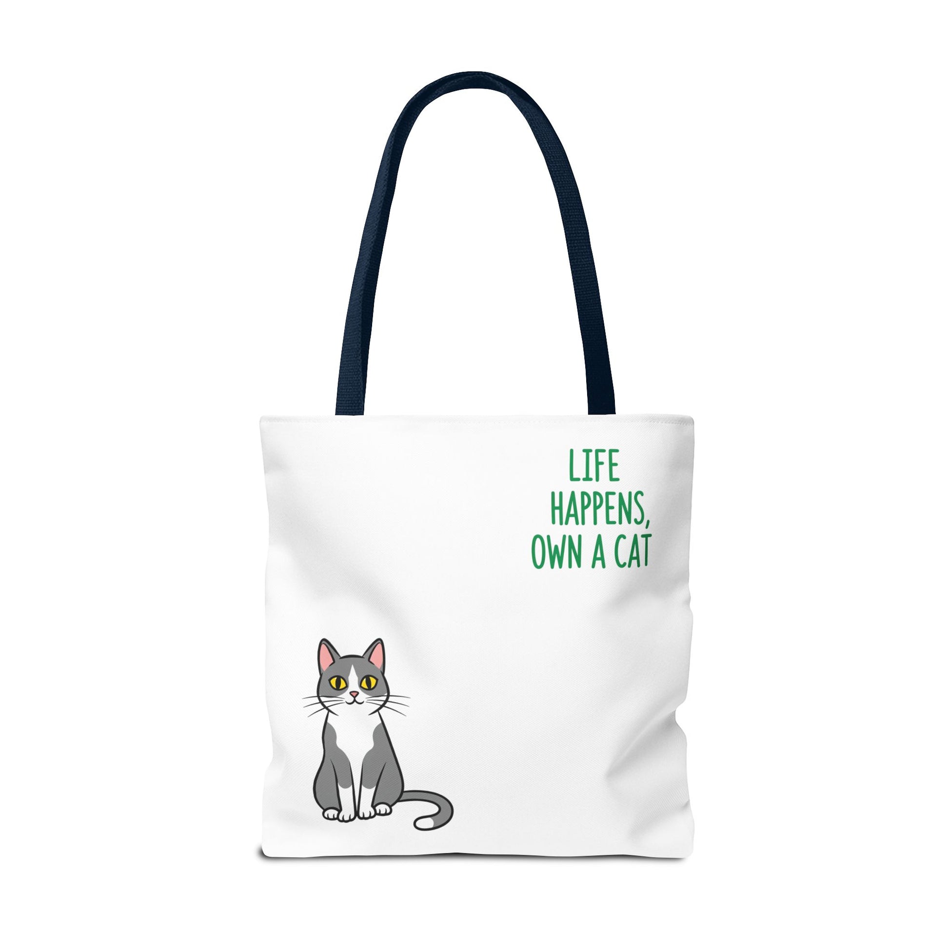 Cat Lover Tote Bag - Life Happens, Own a Cat, Pet Gift, Cat Mom Gift, Animal Lover Accessory, Cute Tote for Cat Owners