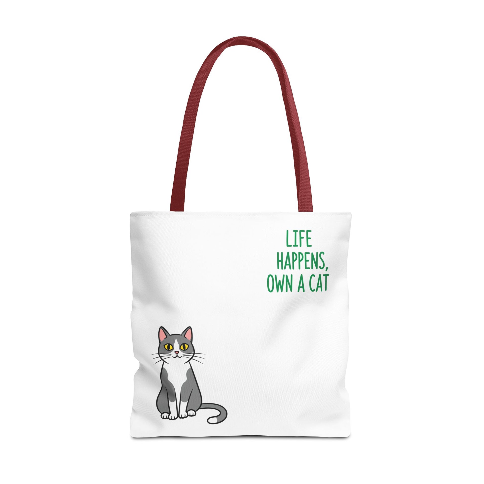 Cat Lover Tote Bag - Life Happens, Own a Cat, Pet Gift, Cat Mom Gift, Animal Lover Accessory, Cute Tote for Cat Owners