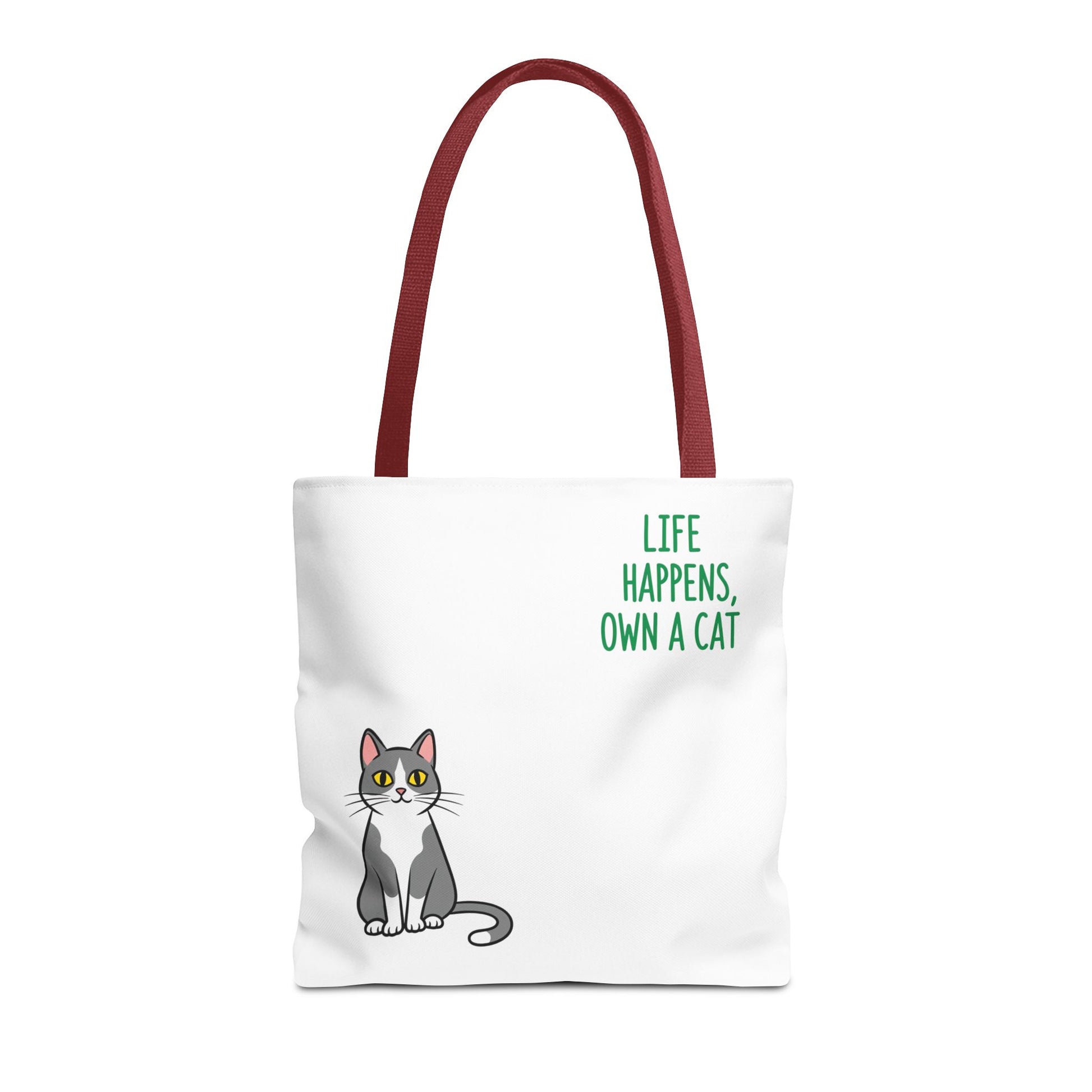 Cat Lover Tote Bag - Life Happens, Own a Cat, Pet Gift, Cat Mom Gift, Animal Lover Accessory, Cute Tote for Cat Owners