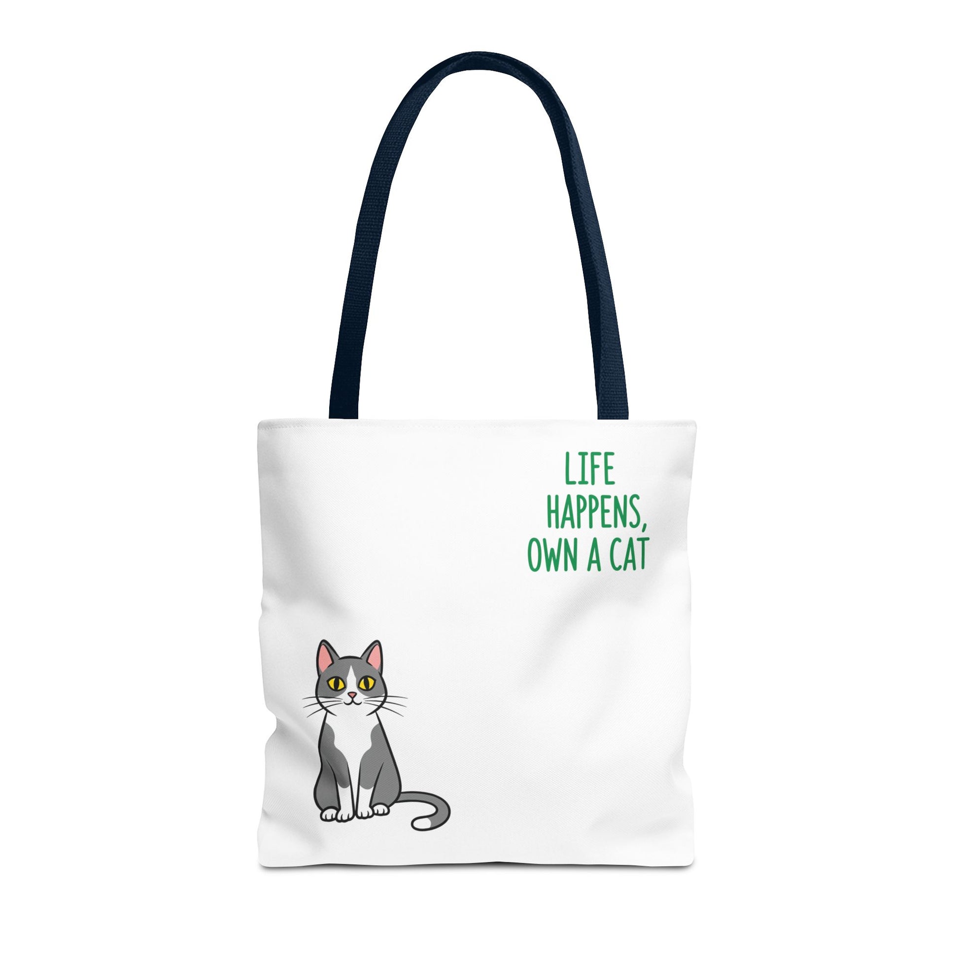 Cat Lover Tote Bag - Life Happens, Own a Cat, Pet Gift, Cat Mom Gift, Animal Lover Accessory, Cute Tote for Cat Owners