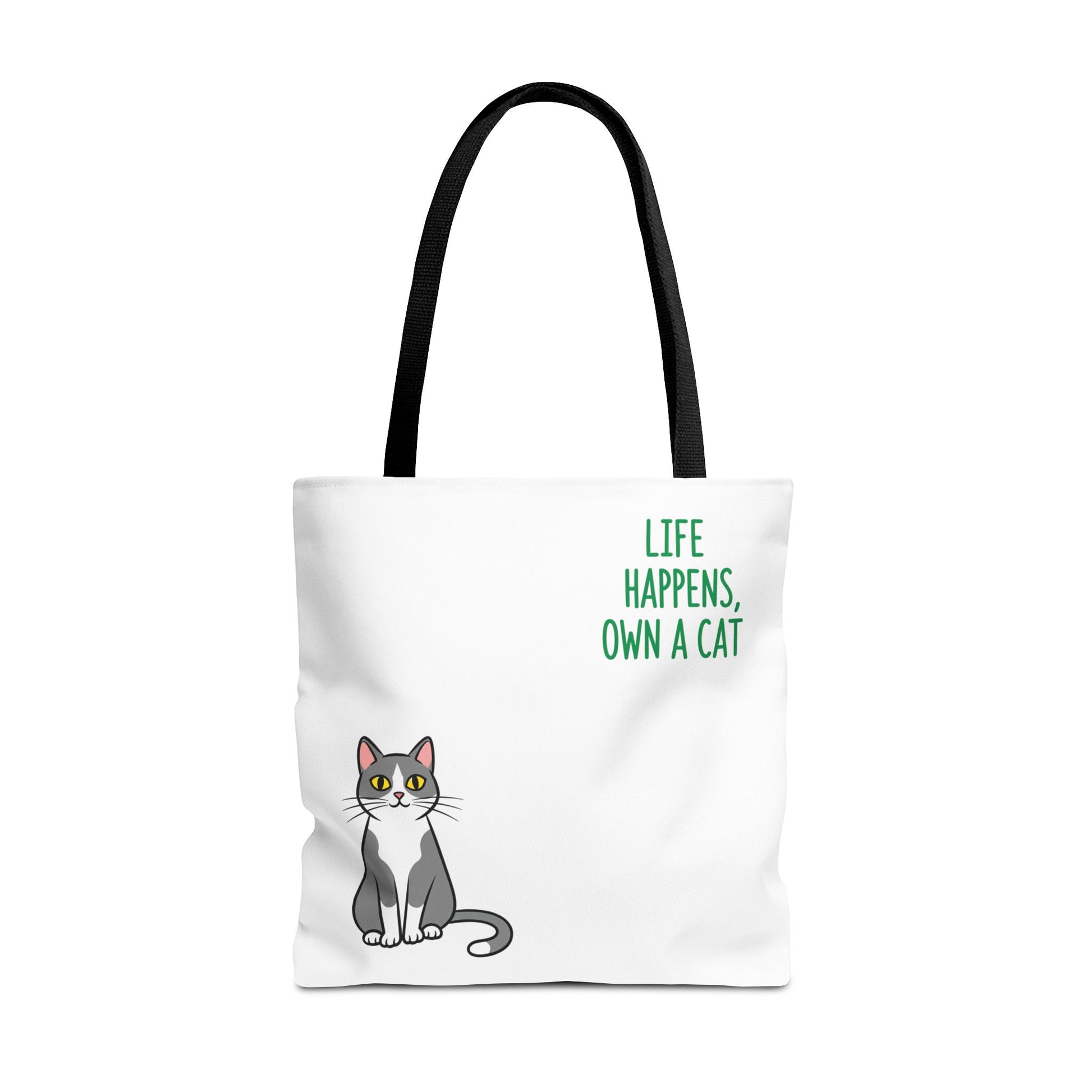 Cat Lover Tote Bag - Life Happens, Own a Cat, Pet Gift, Cat Mom Gift, Animal Lover Accessory, Cute Tote for Cat Owners