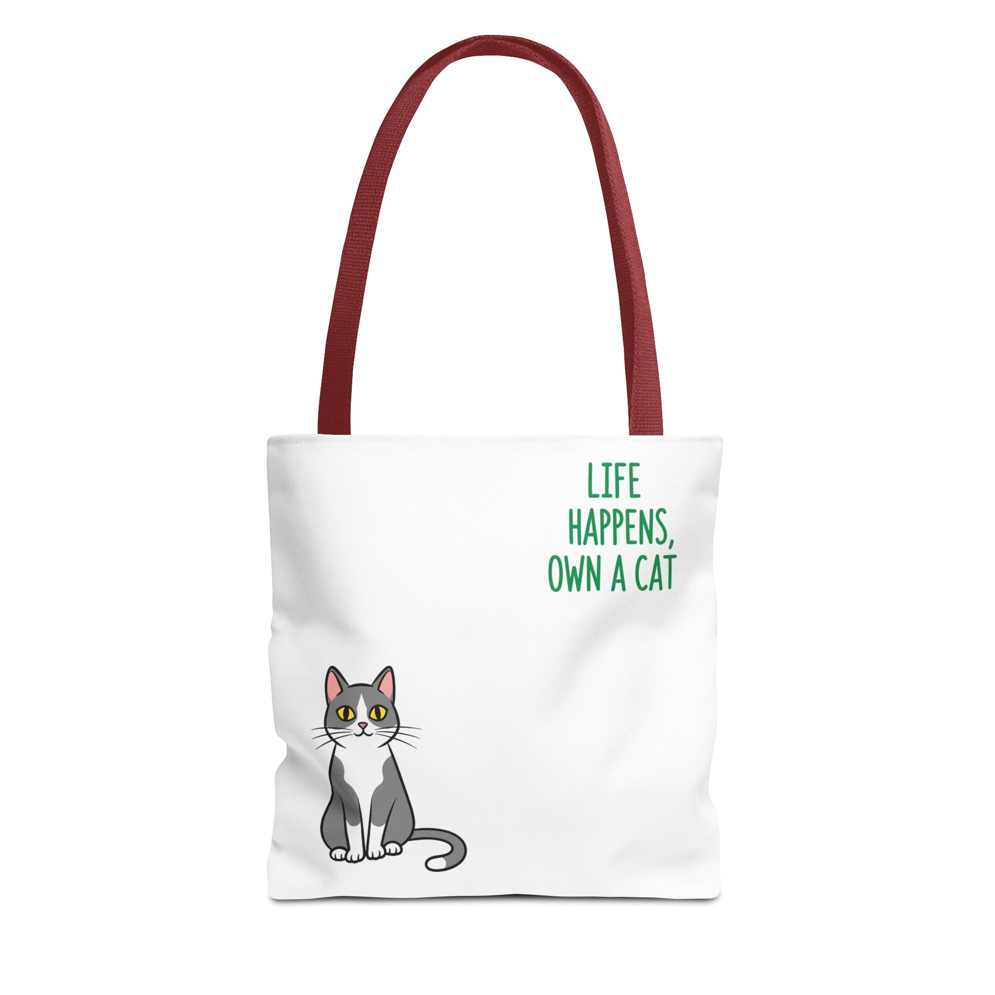 Cat Lover Tote Bag - Life Happens, Own a Cat, Pet Gift, Cat Mom Gift, Animal Lover Accessory, Cute Tote for Cat Owners