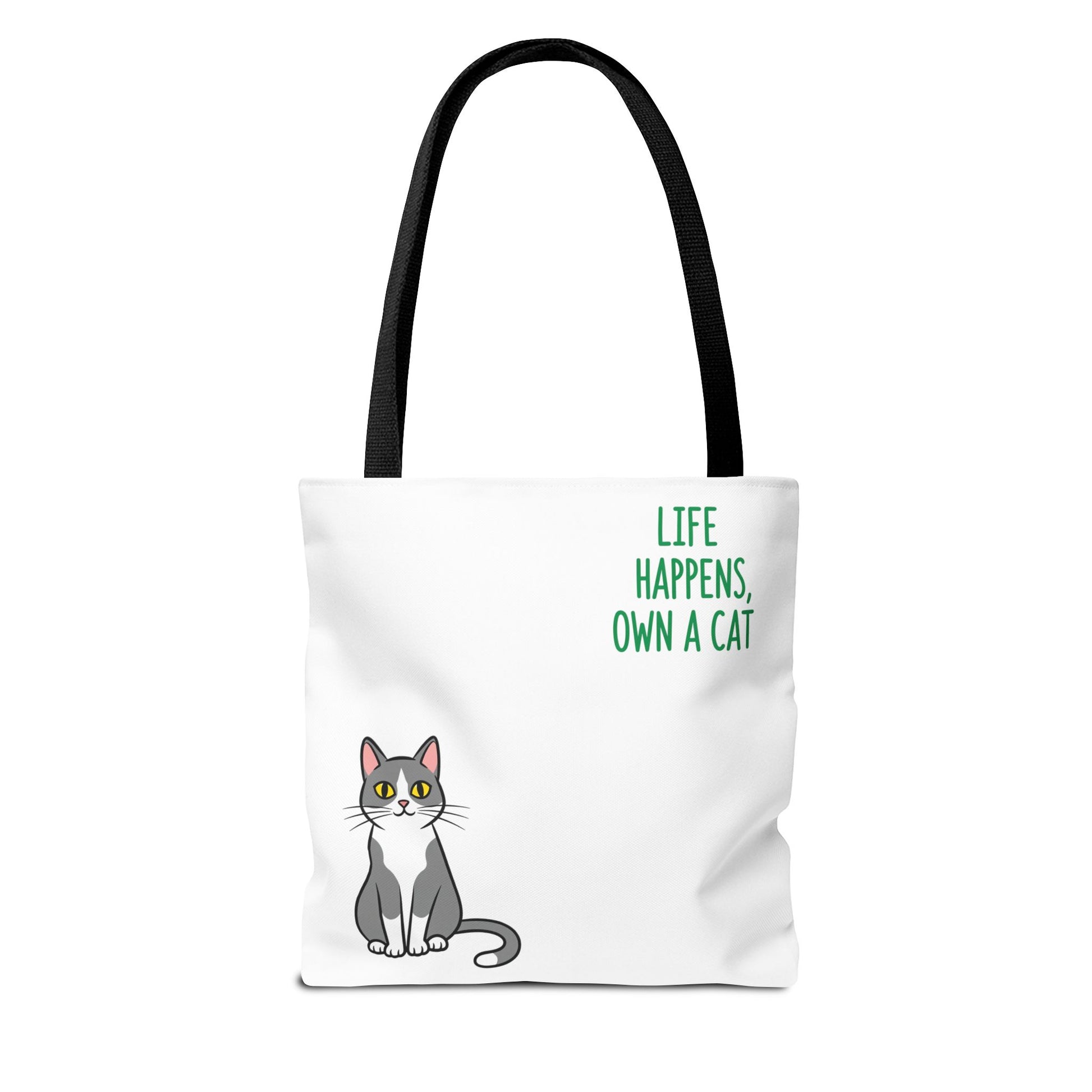 Cat Lover Tote Bag - Life Happens, Own a Cat, Pet Gift, Cat Mom Gift, Animal Lover Accessory, Cute Tote for Cat Owners