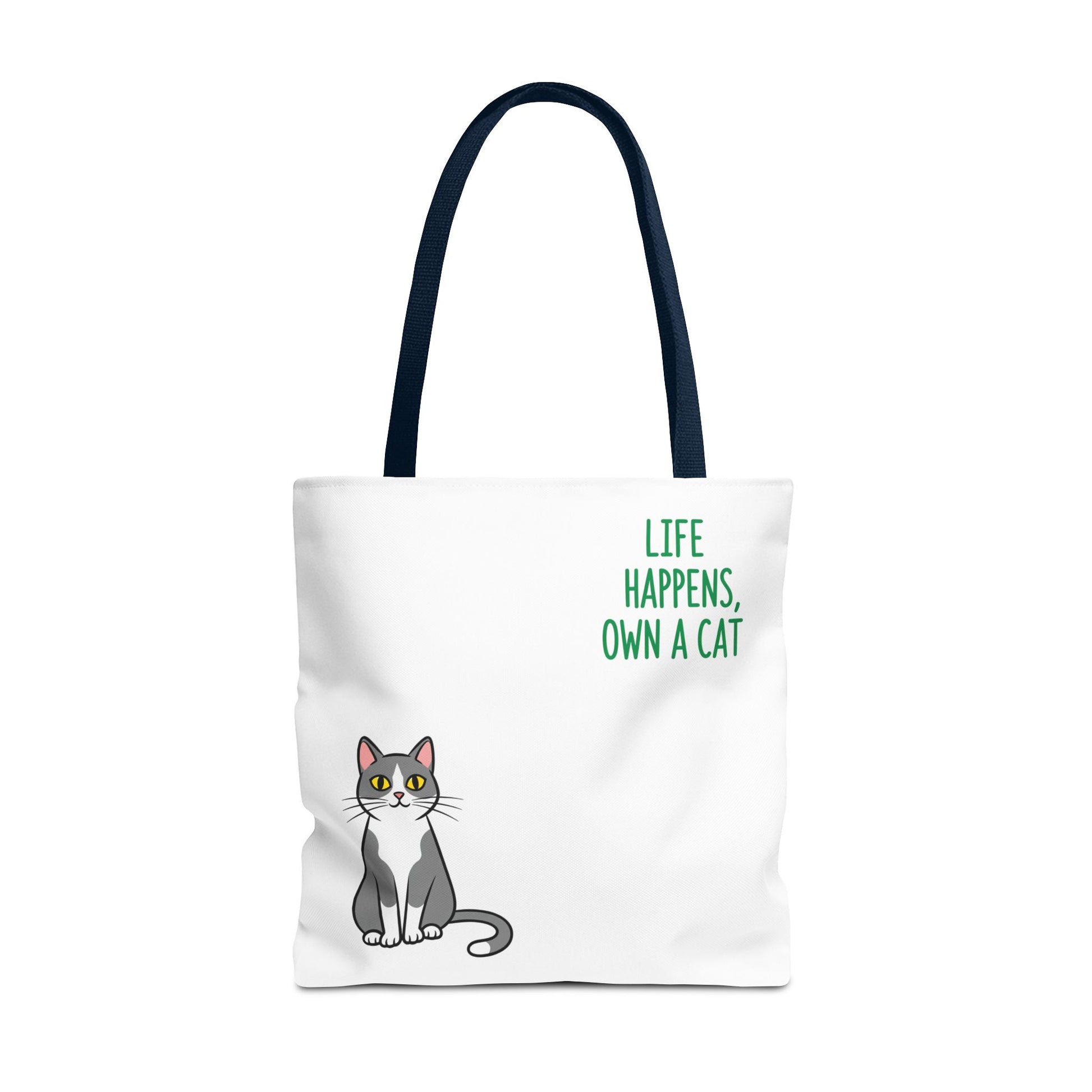 Cat Lover Tote Bag - Life Happens, Own a Cat, Pet Gift, Cat Mom Gift, Animal Lover Accessory, Cute Tote for Cat Owners