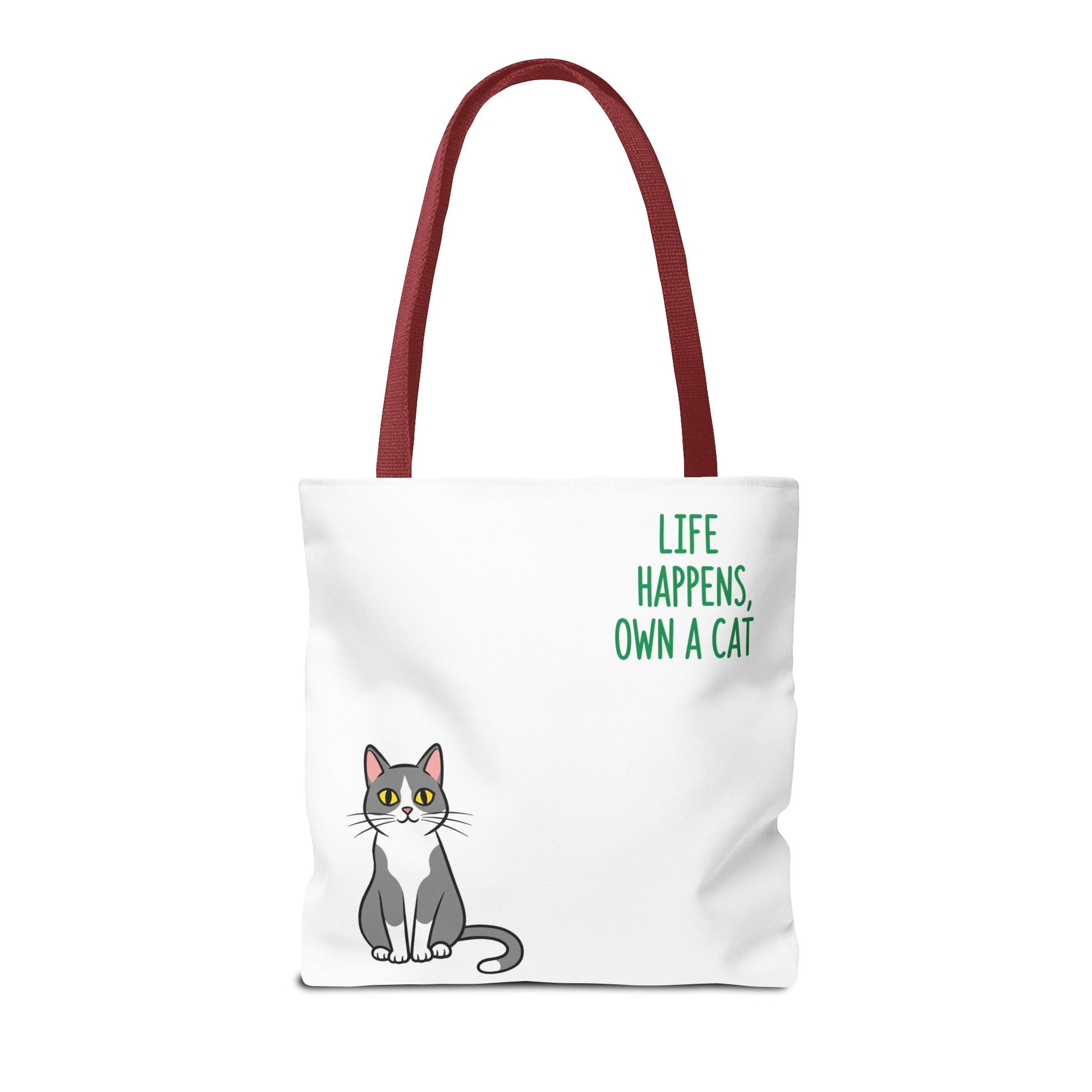 Cat Lover Tote Bag - Life Happens, Own a Cat, Pet Gift, Cat Mom Gift, Animal Lover Accessory, Cute Tote for Cat Owners