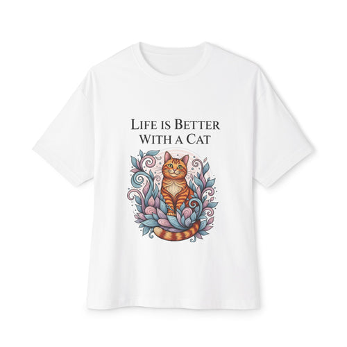 Cat Lover Unisex Oversized Tee, Life is Better with a Cat Shirt, Pet Owner Gift, Comfortable Casual Top, Ideal for Cat Lovers, Animal [...]